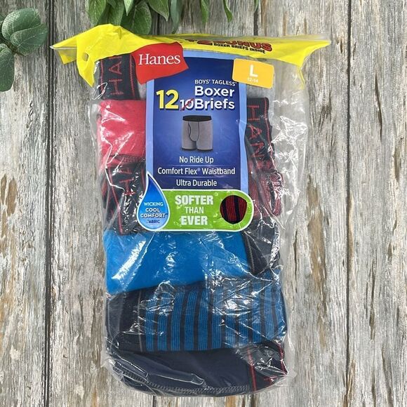 Boys Hanes Comfort Flex Ringer Boxer Brief Underwear, 12-Pack Size L - Picture 1 of 8